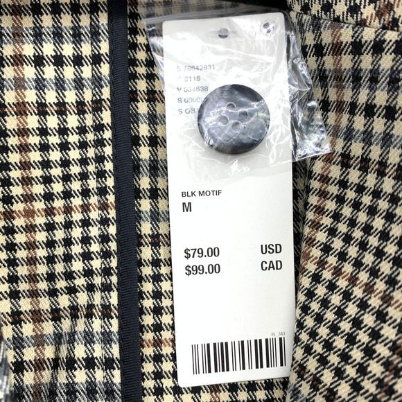 Urban Outfitters One Button Long Line Blazer Jacket Womens Sz M Tan Black Plaid - Picture 6 of 7